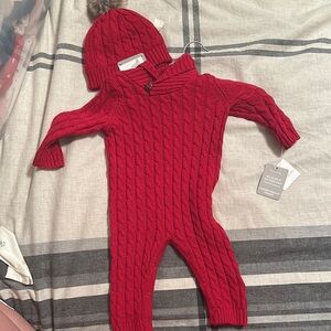 Tahari Red Cable Knit One Piece Footies